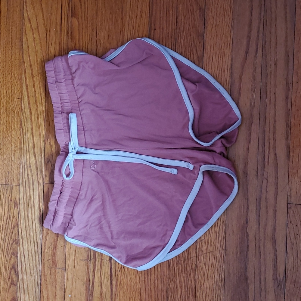 Pink and white short shorts